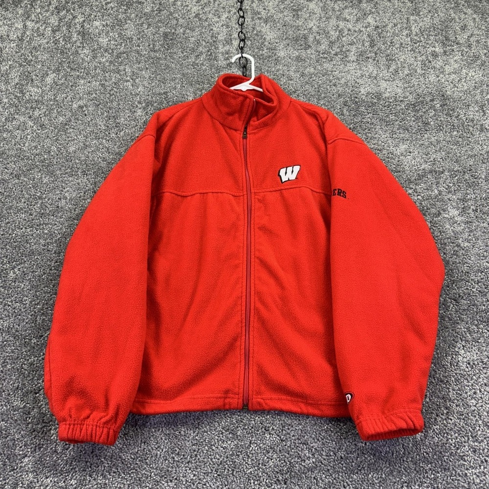 Wisconsin Badgers Jacket Mens Large Red NCAA Football Fleece Pro Player